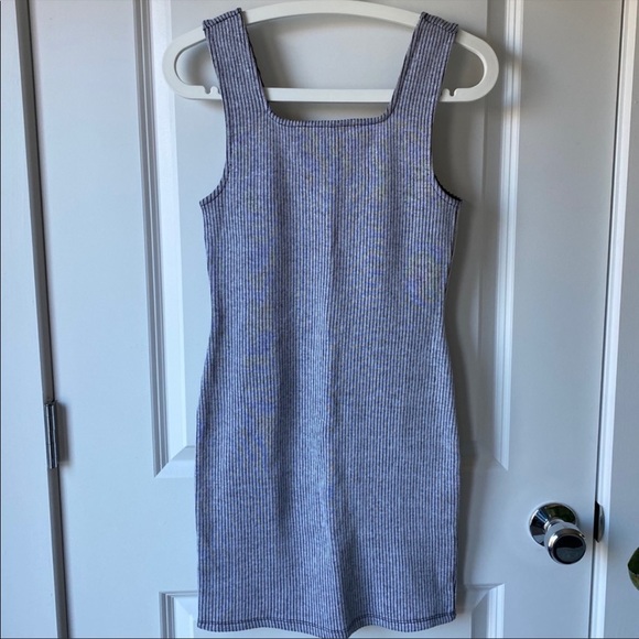 Topshop Gray Ribbed Bodycon Mini Dress Size 4 - Picture 3 of 6
